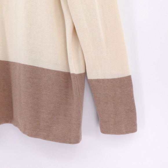 Eileen Fisher Open Front Cardigan Large Cream Long Polished Sleek Cotton Silk - Picture 6 of 14